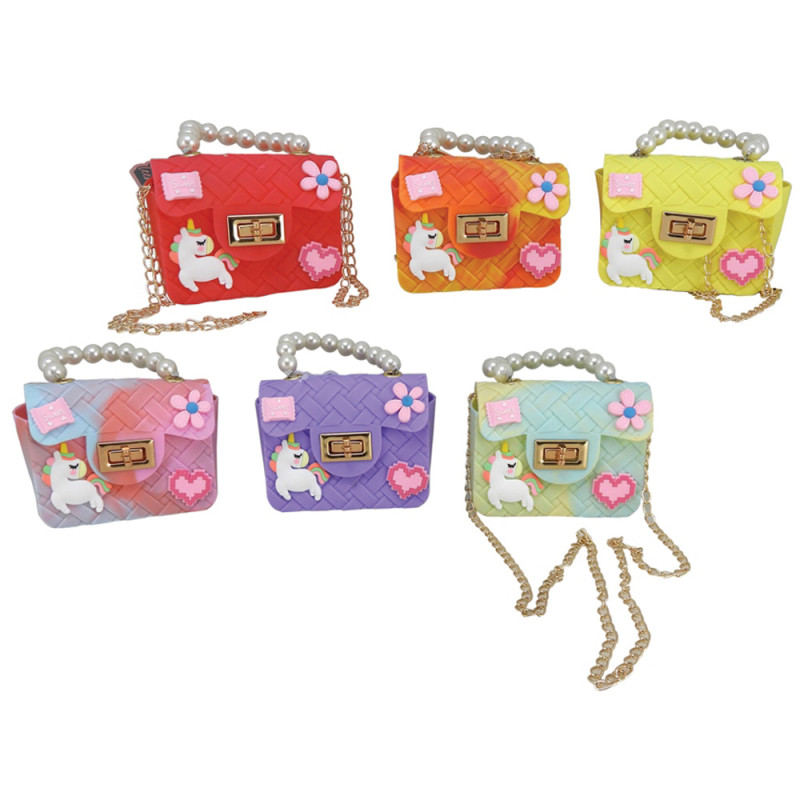 Mini borsetta in silicone decorata con tracolla 6 ass.ti