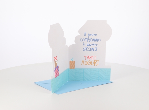 Biglietti per il Primo Compleanno fustellati con orsetto