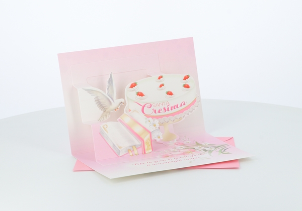 Biglietti Cresima Pop-up con particolari in oro