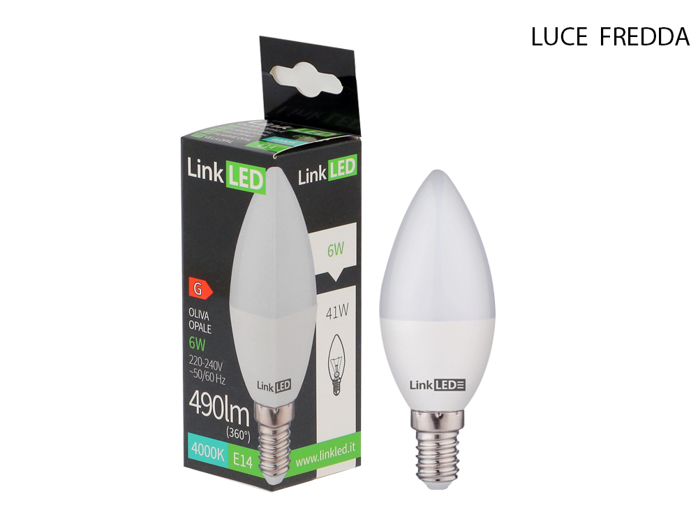 Lampadina LED LinkLED Oliva 6 Watt E14 luce naturale
