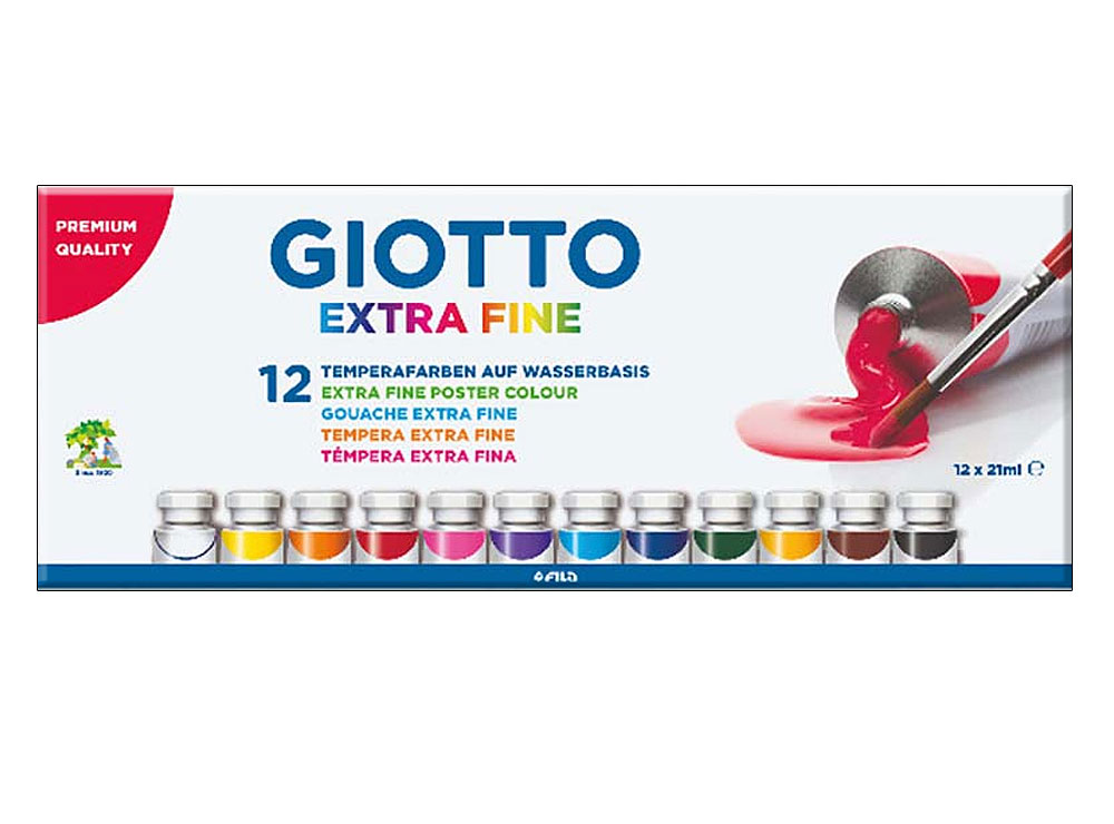 Tempere Giotto in tubetto 12 colori da 21 ml